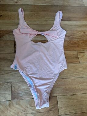 Light Peach One-Piece Swimsuit with Front Knot
